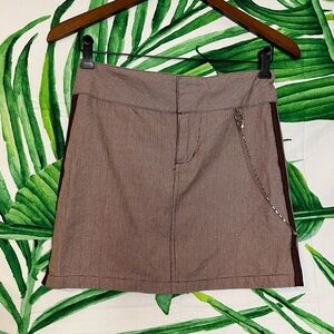 Y2K Volcom Gals Jrs 1 Brown Houndstooth Side Chain Emo Scene Summer Mini Skirt